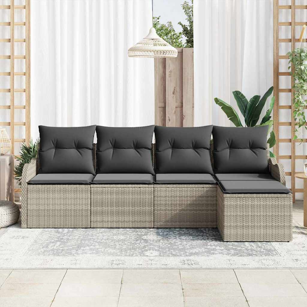 Set Divano da Giardino 5 pcs Grigio chiaro polyrattan | homemem39