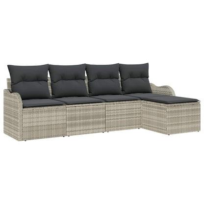Set Divano da Giardino 5 pcs Grigio chiaro polyrattan | homemem39