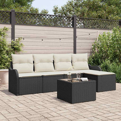 Set Divano da Giardino 6 pcs Nero polyrattan | homemem39