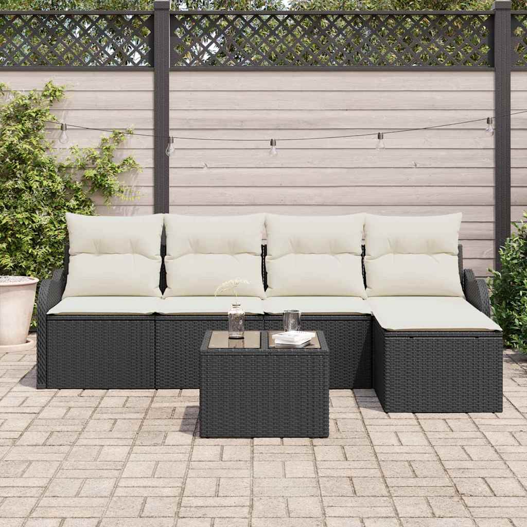 Set Divano da Giardino 6 pcs Nero polyrattan | homemem39