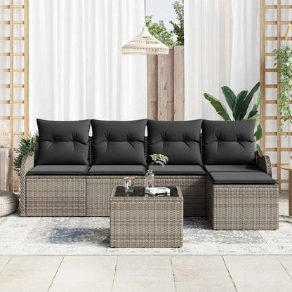 Set Divano da Giardino 6 pcs Grigio polyrattan | homemem39