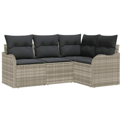 Set Divano da Giardino 4 pcs Grigio chiaro polyrattan | homemem39