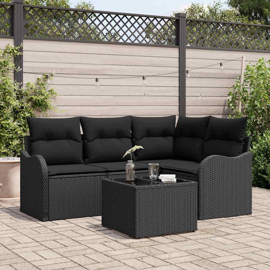 Set Divano da Giardino Nero polyrattan | homemem39