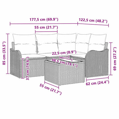 Set Divano da Giardino Nero polyrattan | homemem39