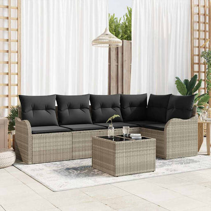 Set Divano da Giardino 6 pcs Grigio chiaro Poly Rattan | homemem39