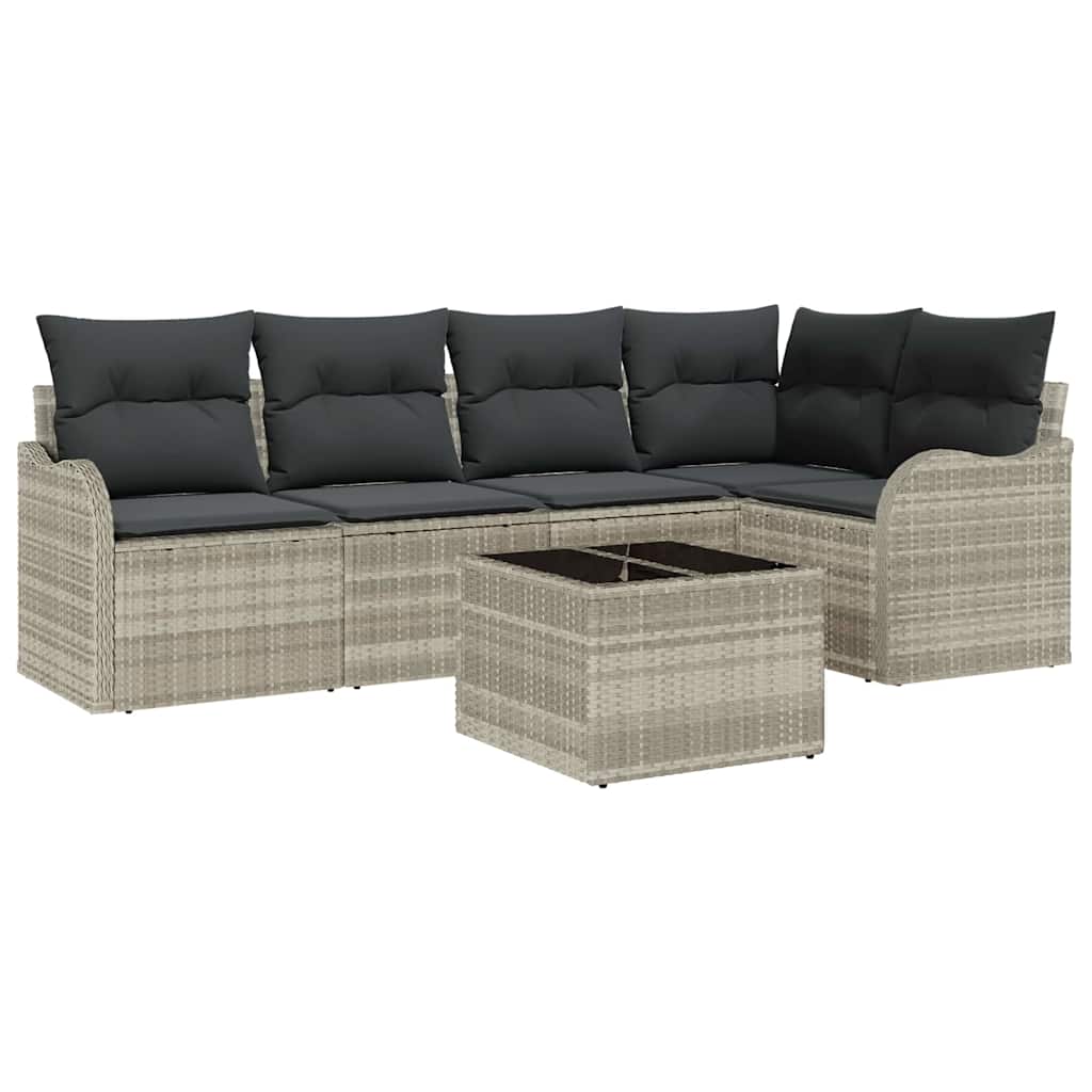 Set Divano da Giardino 6 pcs Grigio chiaro Poly Rattan | homemem39