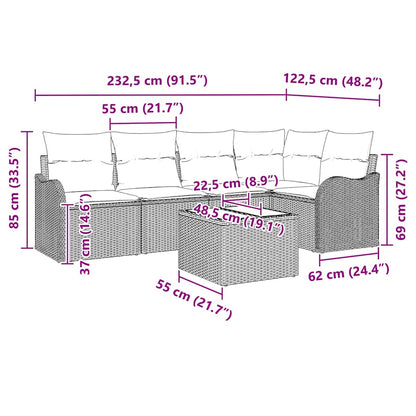Set Divano da Giardino 6 pcs Grigio chiaro Poly Rattan | homemem39