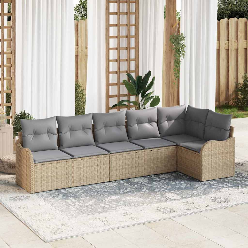 Set Divano da Giardino 6 pcs Beige polyrattan | homemem39
