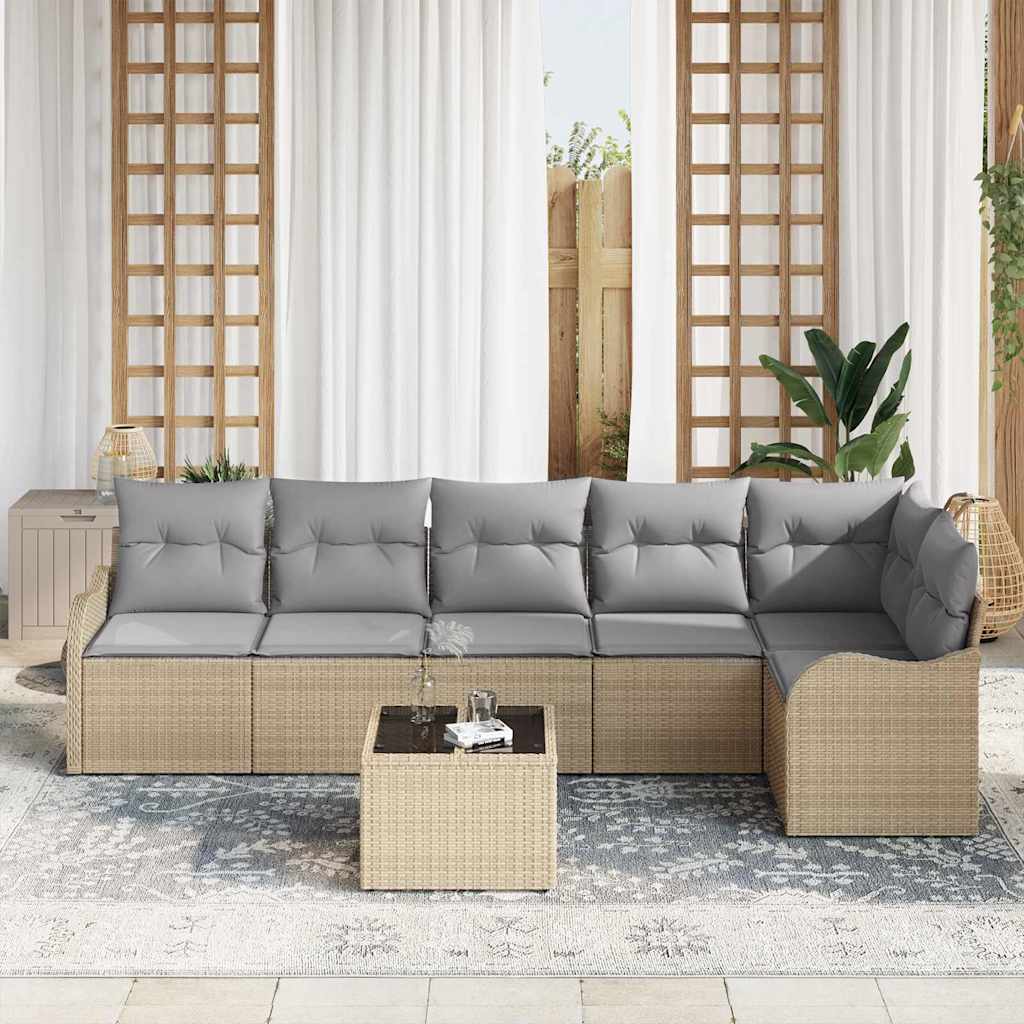 Set Divano da Giardino 7 pcs Beige polyrattan | homemem39