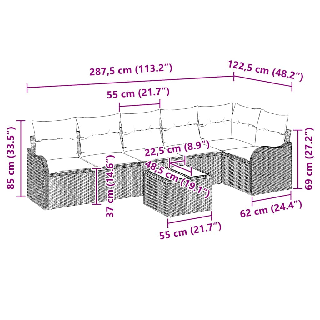 Set Divano da Giardino 7 pcs Beige polyrattan | homemem39