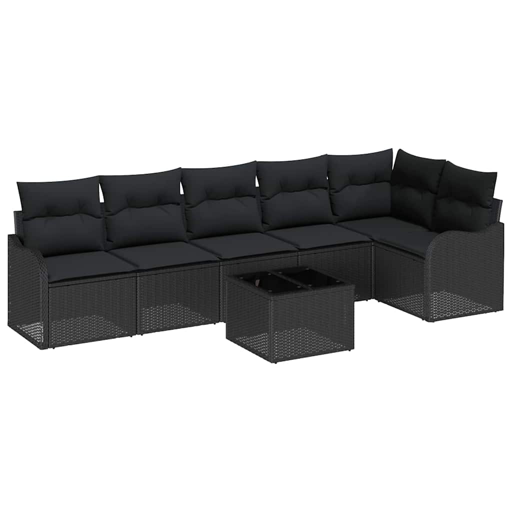Set Divano da Giardino 7 pcs Nero polyrattan | homemem39