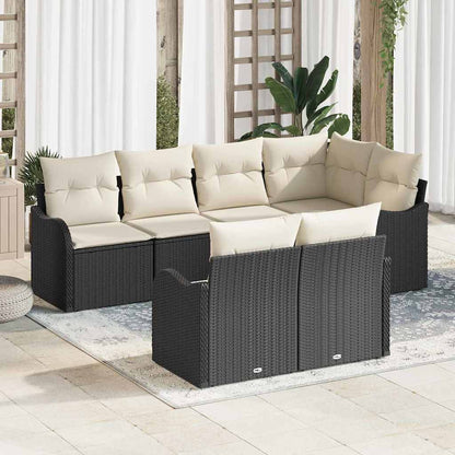 Set Divano da Giardino 7 pz Nero polyrattan | homemem39