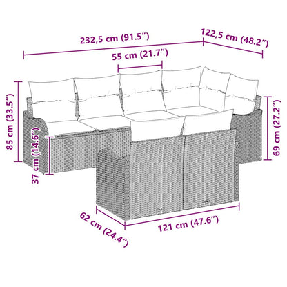 Set Divano da Giardino 7 pz Nero polyrattan | homemem39