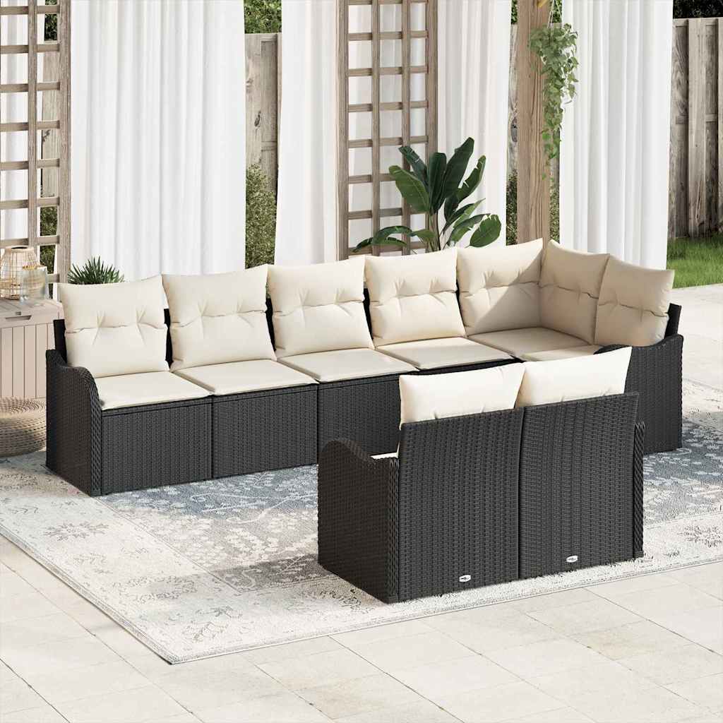 Set Divano da Giardino 8 pcs Nero polyrattan | homemem39