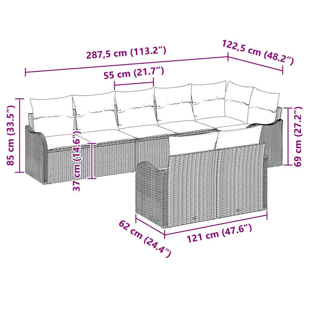 Set Divano da Giardino Marrone polyrattan | homemem39