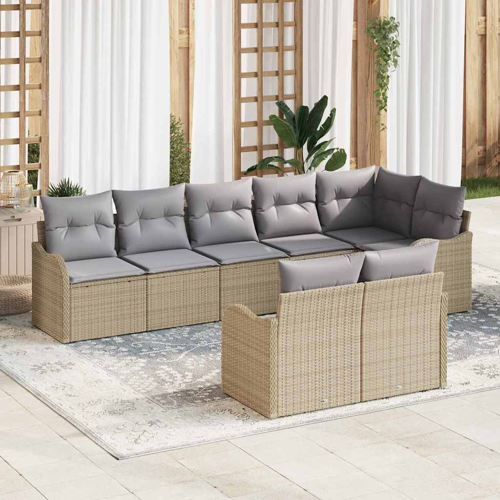 Set Divano da Giardino 8 pcs Beige polyrattan | homemem39
