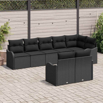 Set Divano da Giardino 8 pcs Nero polyrattan | homemem39