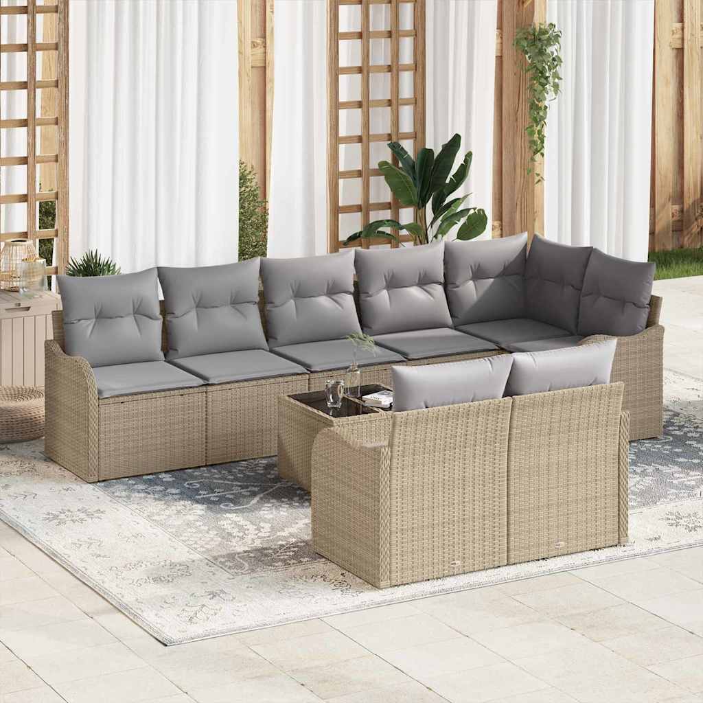 Set Divano da Giardino 9 pcs Beige polyrattan | homemem39