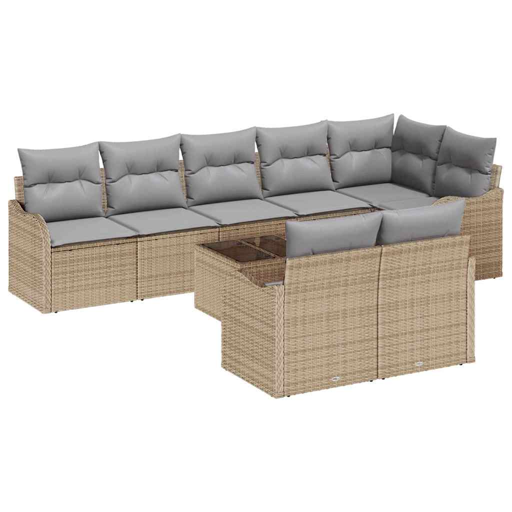 Set Divano da Giardino 9 pcs Beige polyrattan | homemem39