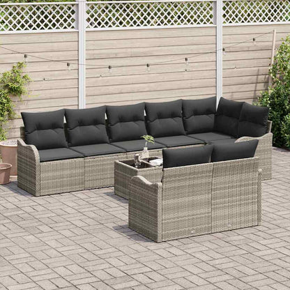 Set Divano da Giardino 9 pcs Grigio chiaro polyrattan | homemem39