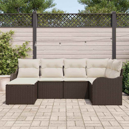 Set Divano da Giardino con cuscino 6 pcs Marrone Poly Rattan | homemem39