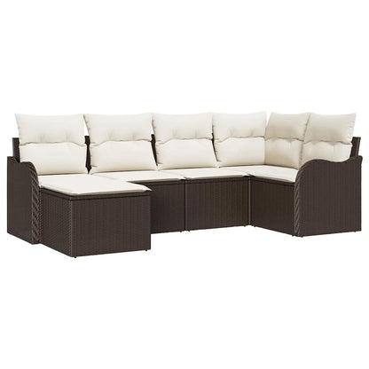 Set Divano da Giardino con cuscino 6 pcs Marrone Poly Rattan | homemem39