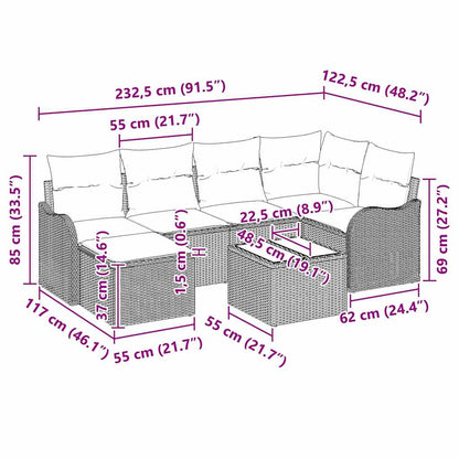 Set Divano da Giardino 7 pcs Grigio chiaro polyrattan | homemem39