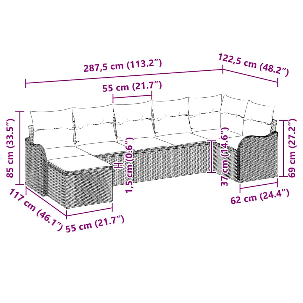 Set Divano da Giardino Marrone polyrattan | homemem39