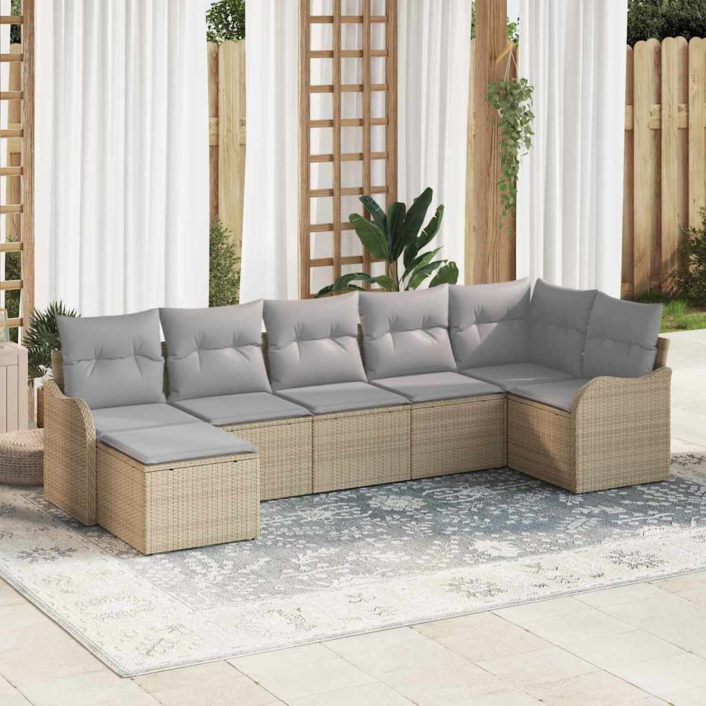 Set Divano da Giardino 7 pcs Beige polyrattan | homemem39