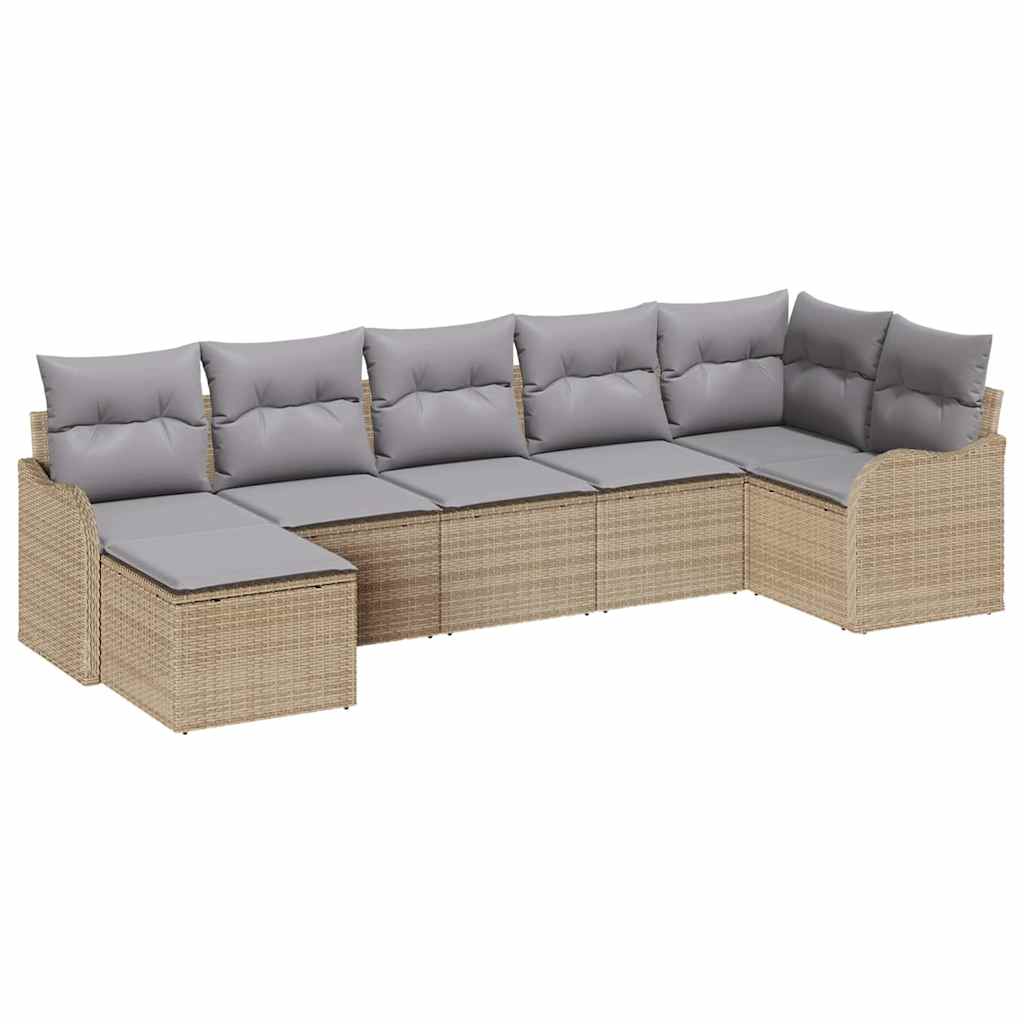 Set Divano da Giardino 7 pcs Beige polyrattan | homemem39