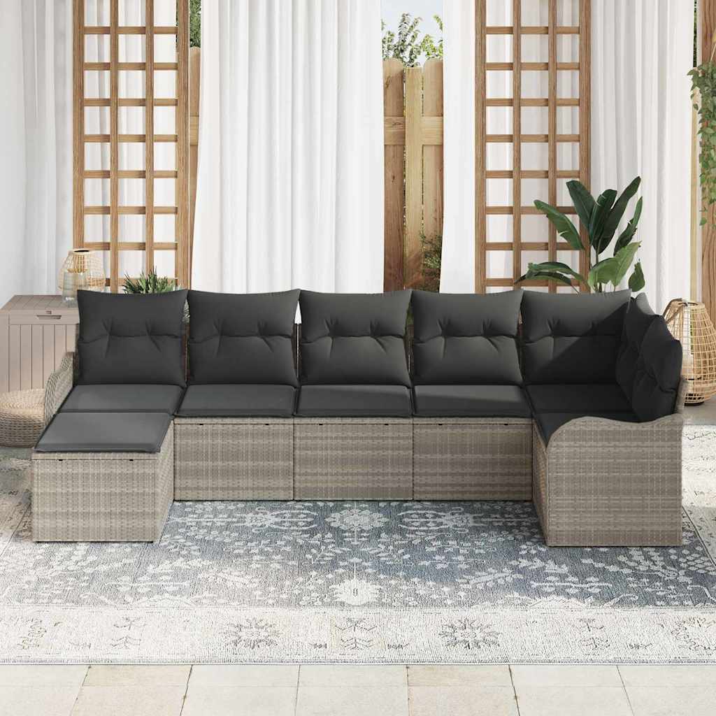 Set Divano da Giardino 7 pcs Grigio chiaro polyrattan | homemem39