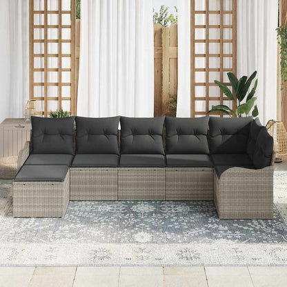 Set Divano da Giardino 7 pcs Grigio chiaro polyrattan | homemem39