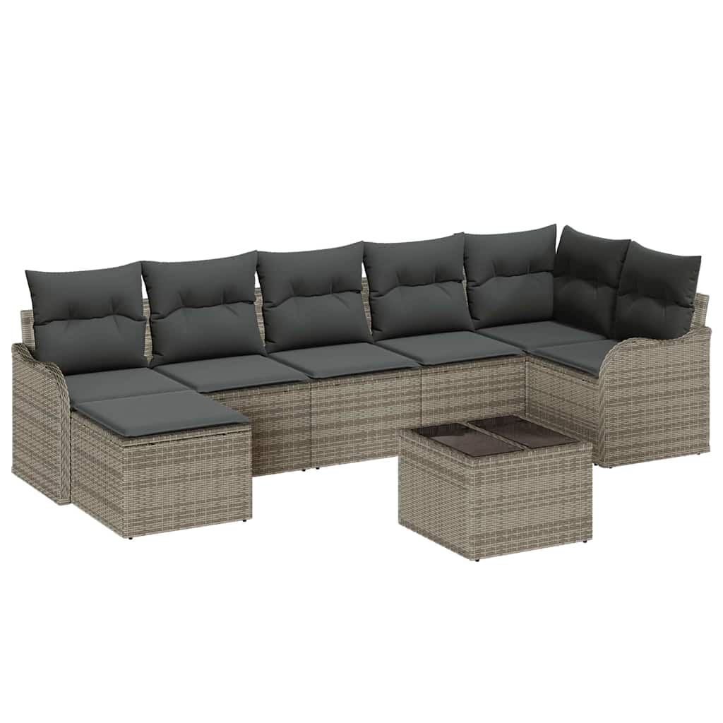 Set Divano da Giardino 8 pcs Grigio polyrattan | homemem39