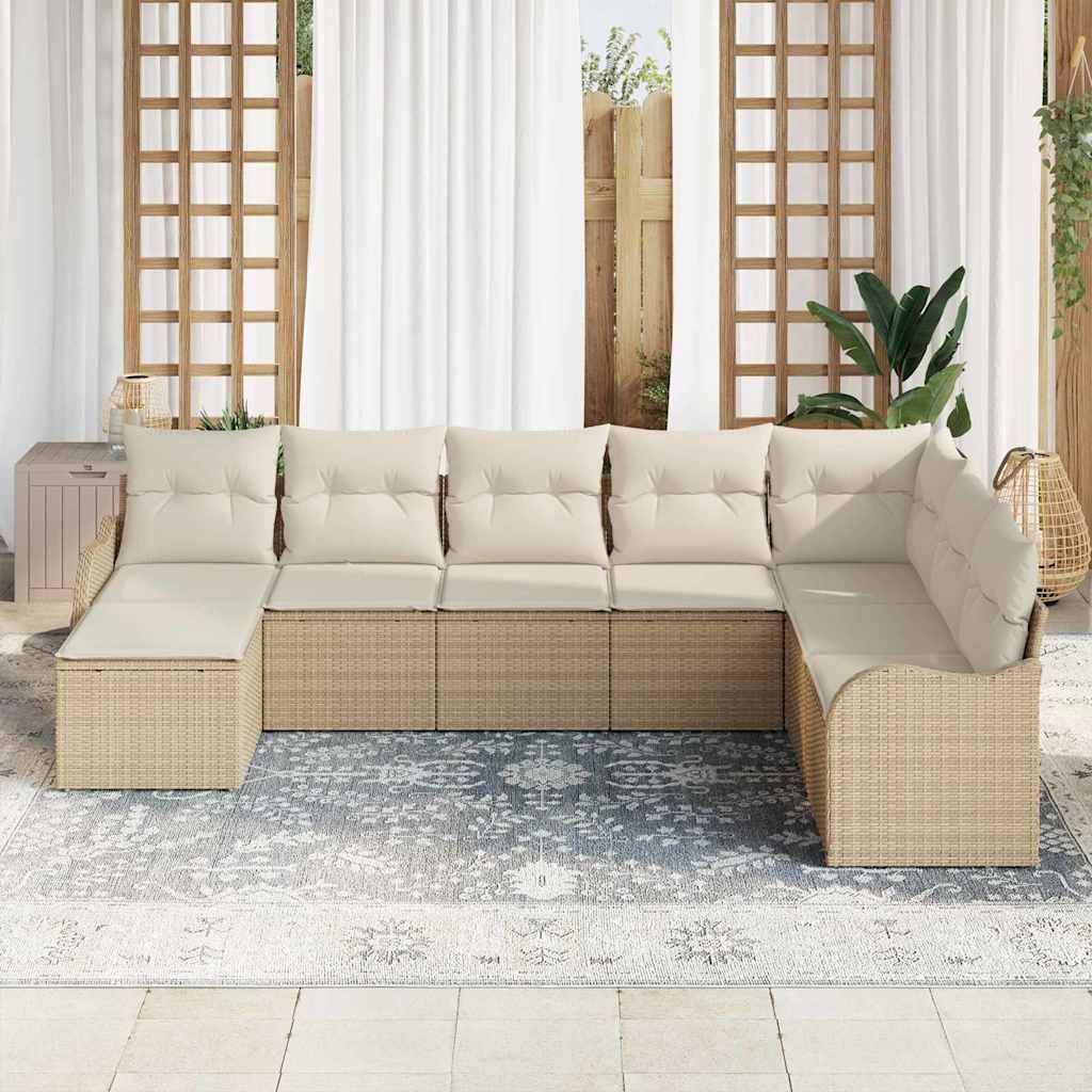Set Divano da Giardino 8 pcs Beige polyrattan | homemem39