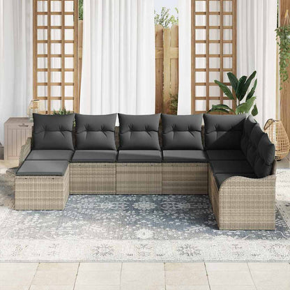 Set Divano da Giardino 8 pcs Grigio chiaro Poly Rattan | homemem39
