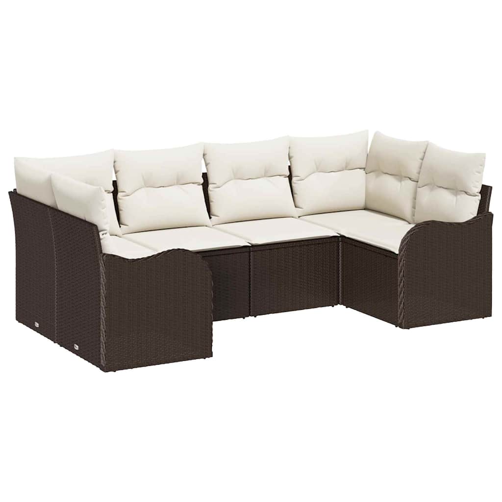 Set Divano da Giardino con cuscino 6 pcs Marrone Poly Rattan | homemem39