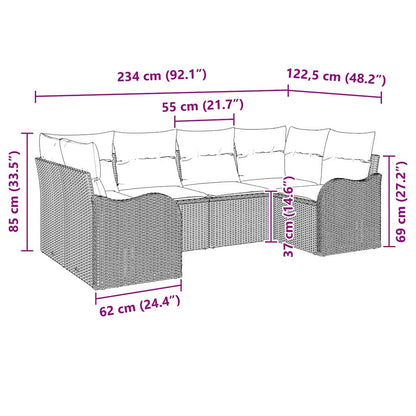 Set Divano da Giardino con cuscino 6 pcs Beige Poly Rattan | homemem39