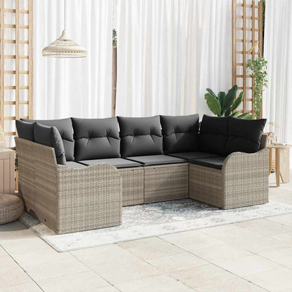 Set Divano da Giardino 6 pcs Grigio chiaro Poly Rattan | homemem39