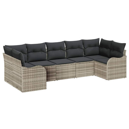 Set Divano da Giardino 7 pcs Grigio chiaro Poly Rattan | homemem39