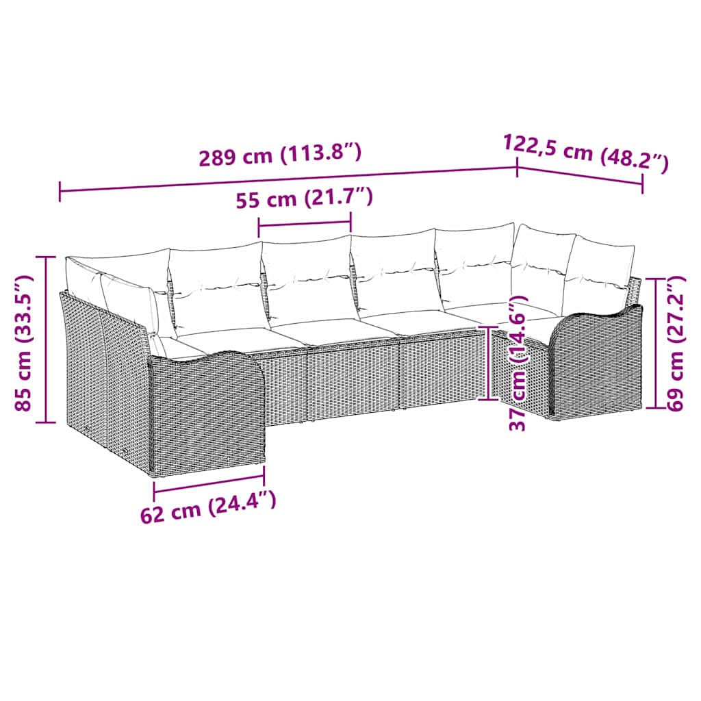 Set Divano da Giardino 7 pcs Grigio chiaro Poly Rattan | homemem39
