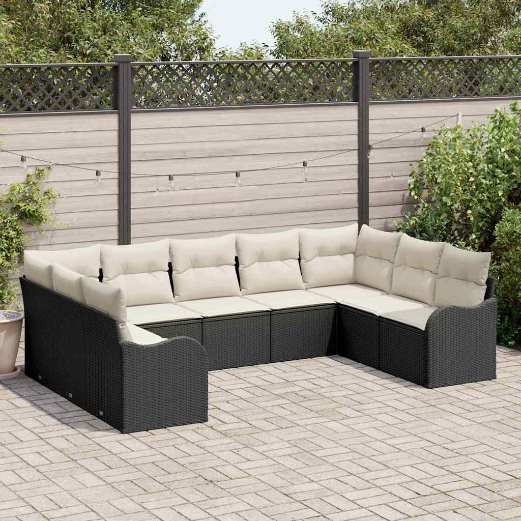Set Divano da Giardino 9 pcs Nero polyrattan | homemem39