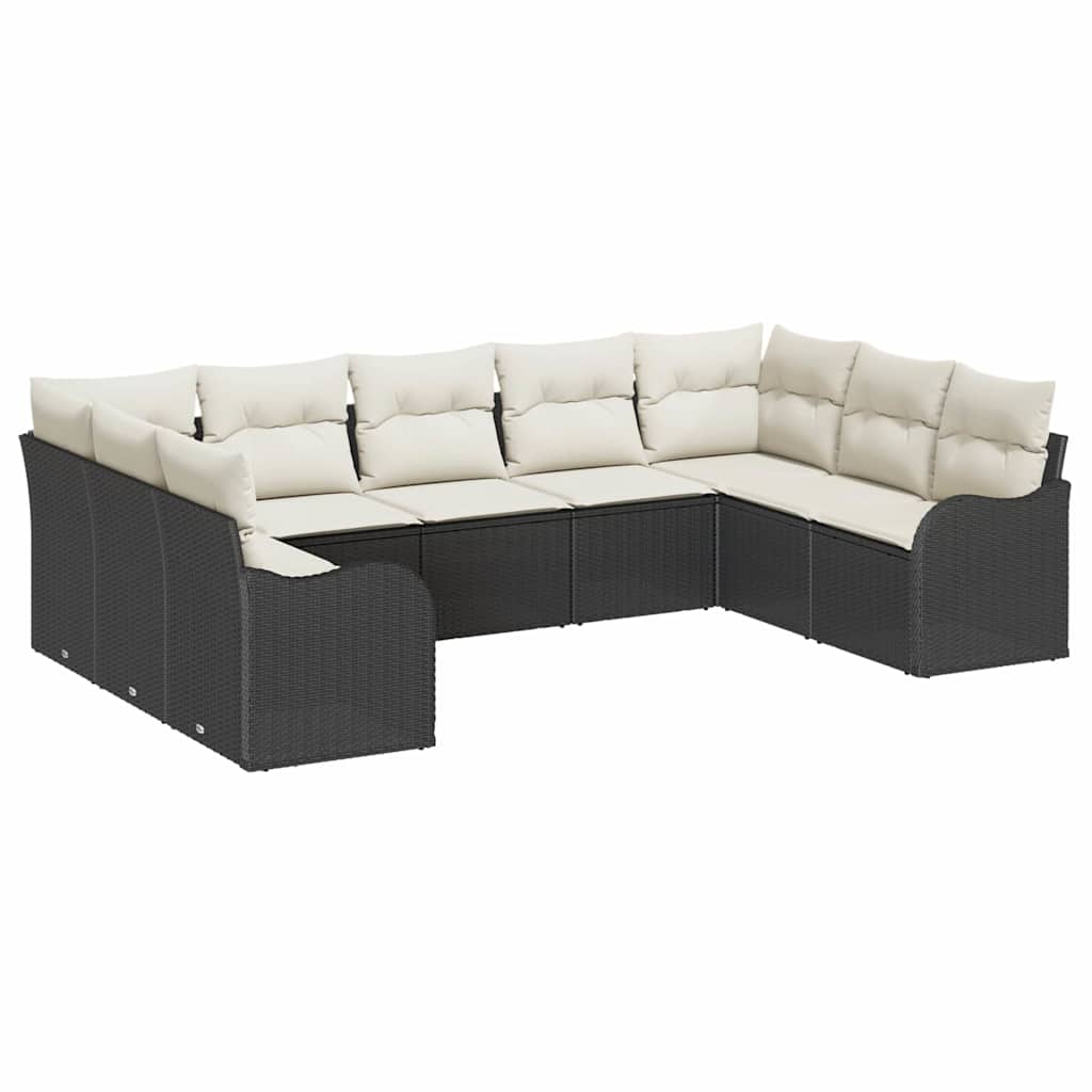 Set Divano da Giardino 9 pcs Nero polyrattan | homemem39