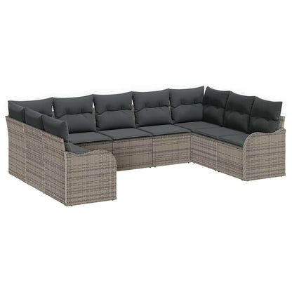 Set Divano da Giardino 9 pcs Grigio polyrattan | homemem39