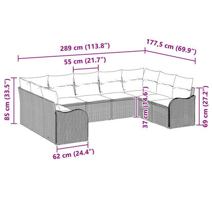 Set Divano da Giardino 9 pcs Grigio polyrattan | homemem39