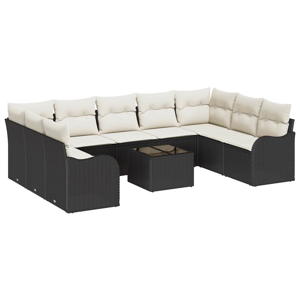Set Divano da Giardino 10 pcs Nero polyrattan | homemem39