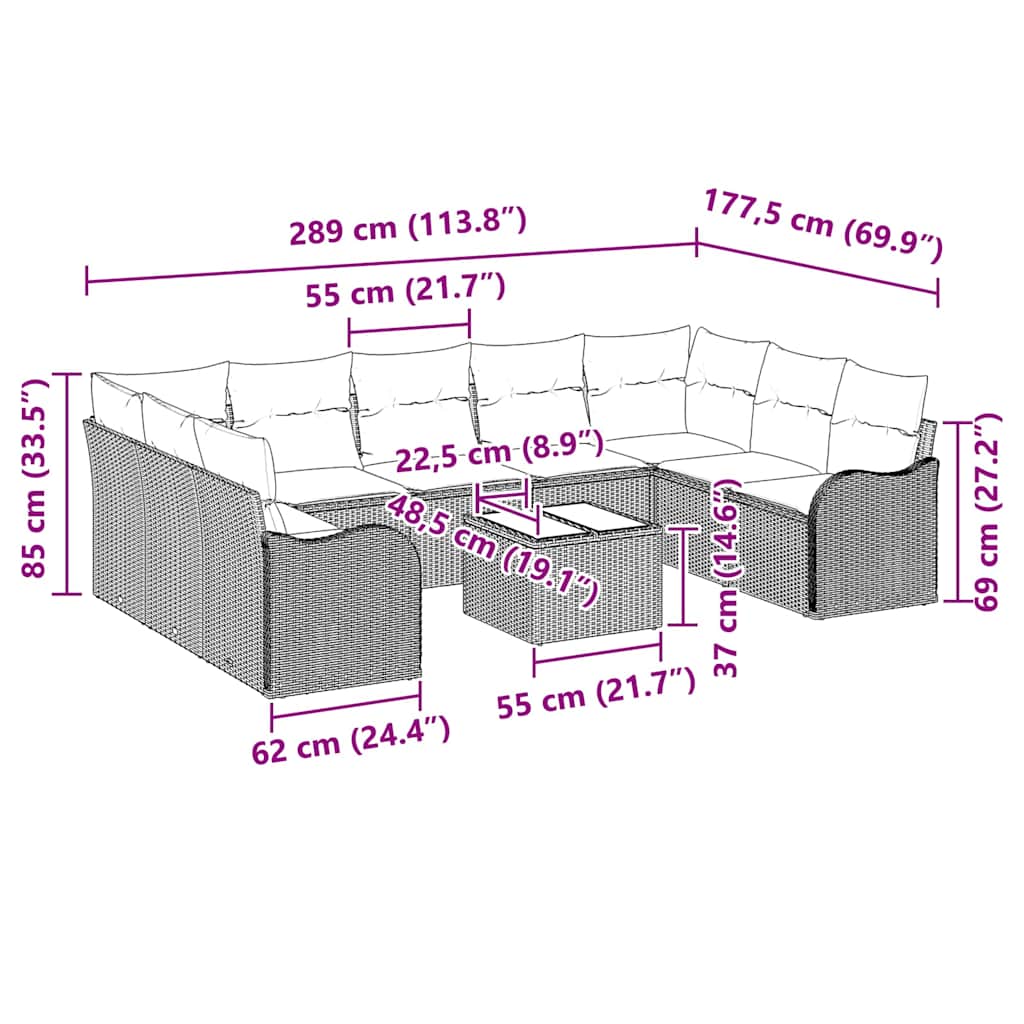 Set Divano da Giardino Nero polyrattan | homemem39