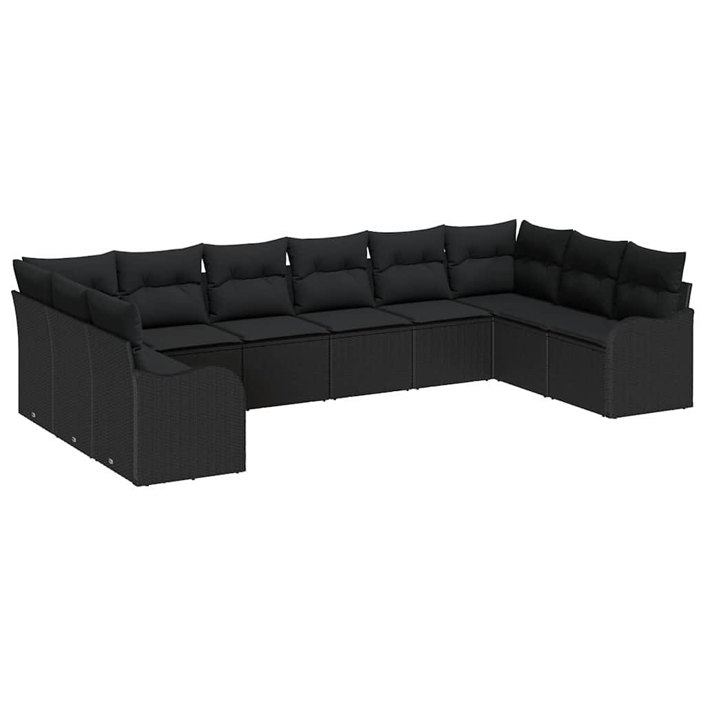 Set Divano da Giardino 10 pcs Nero polyrattan | homemem39