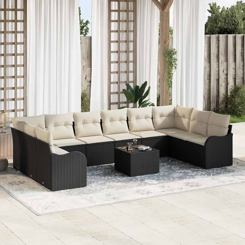 Set Divano da Giardino Nero 55 x 55 x 37 cm polyrattan | homemem39