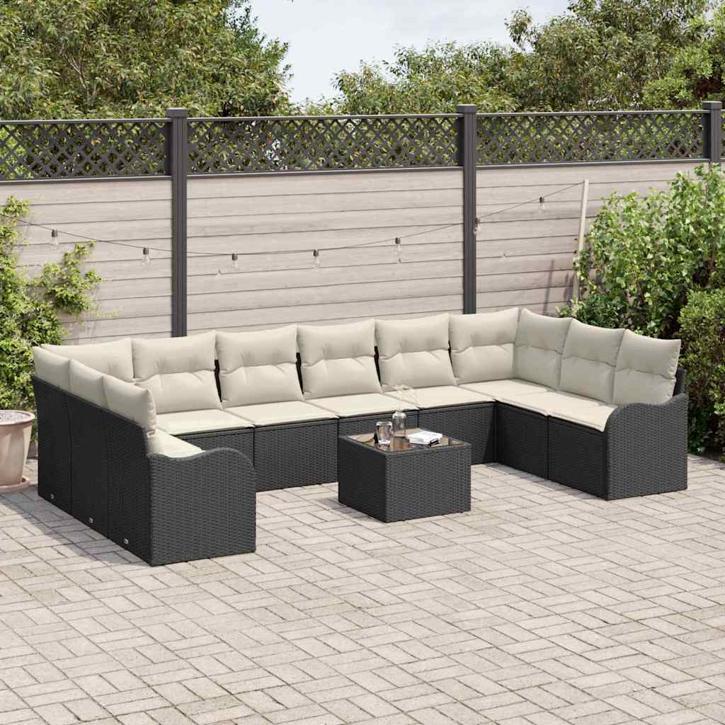 Set Divano da Giardino Nero 55 x 55 x 37 cm polyrattan | homemem39