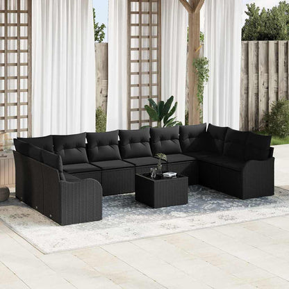 Set Divano da Giardino Nero 55 x 55 x 37 cm polyrattan | homemem39